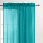 DWCN Turquoise Sheer Curtains for Kitchen Windows - Image 2