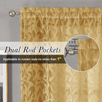 Lecloud Leia Dark Gold Sheer Curtains 72 Inches Long 2 Panels, Airy & - Image 2
