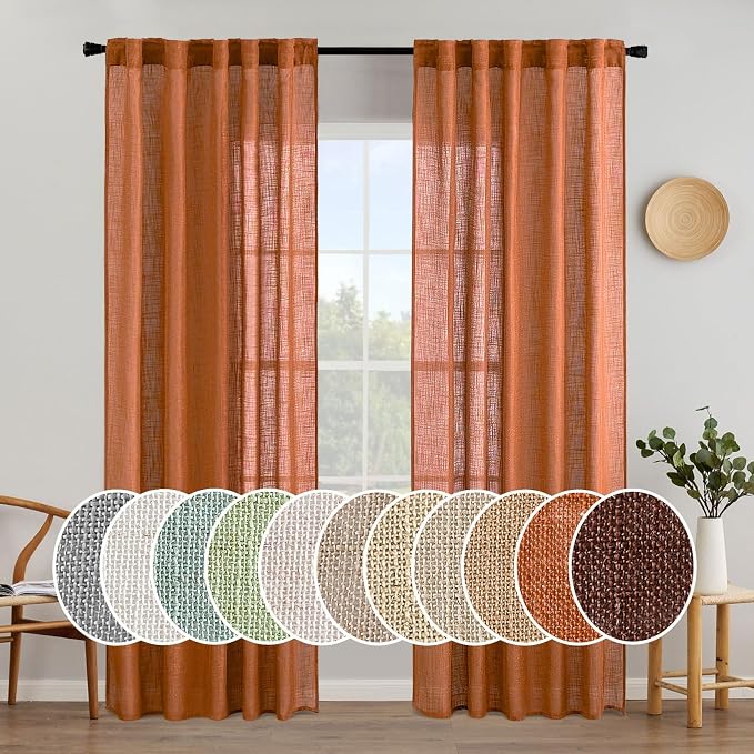 MIULEE Orange Curtains 84 Inch Length 2 Panels by MIULEE