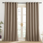 NICETOWN Burlap Vintage Open Linen Weave Flax Thermal Curtains, 100% Blackout - Image 2