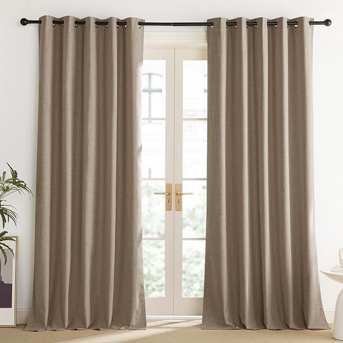 NICETOWN Burlap Vintage Open Linen Weave Flax Thermal Curtains, 100% Blackout - Image 3