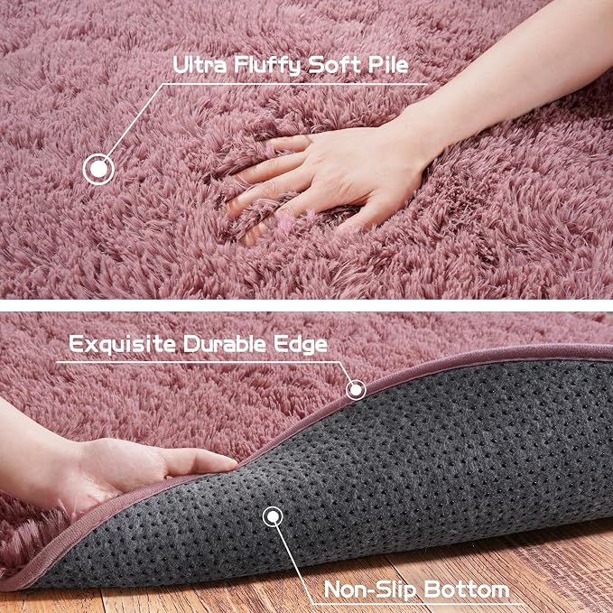 Pionblank Fluffy Oval Area Rug for Bedroom 3.3x6.2 Feet, Cute Plush Throw Rugs - Image 6