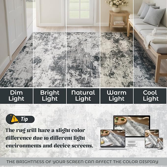8x10 Area Rugs for Living Room, Washable Modern Abstract Large Area Rug Neutral - Image 8