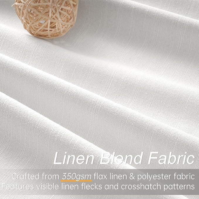 96 inch long Linen blackout curtains 2 Panels 100% Black out Linen texture - Image 2