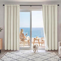 RYB HOME Cream Beige Linen 100% Blackout Curtains by RYBHOME