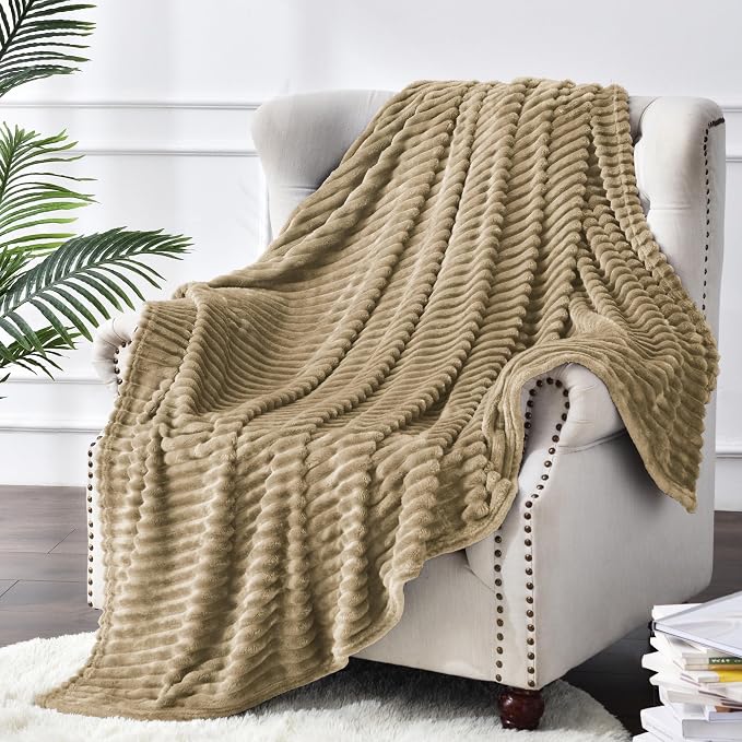 BEDELITE Fleece Blanket Twin Size – 3D Ribbed Jacquard Soft and Warm Decorative - Image 8