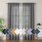 Simplebrand Grey Semi Sheer Curtains 84 Inches Long 2 Panels, Light Filtering by Simplebrand