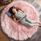 Ashler Faux Fur Rug, Soft 3x3 Ft Round Sheepskin, Fuzzy Machine Washable Carpet - Image 7
