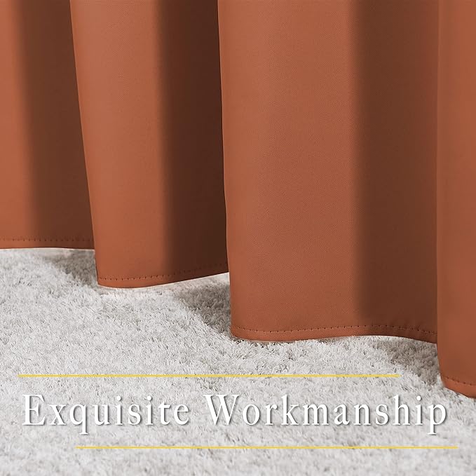 NICETOWN Burnt Orange Curtains 102 inch Length, Grommet Blackout Room Darkening - Image 6