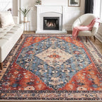 SERISSA Boho Tribal 8x10 Area Rugs, Washable Vintage Large Living Room Rug by SERISSAHomeDecorCollection