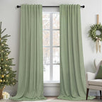 Light Sage Green Linen Curtains 120 Inches Long by Pitalk