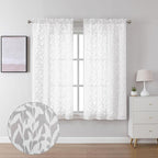 Lecloud Leia Texture Sheer White Curtains 54 Inch Length Set of 2 Panels by Lecloud