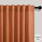 Burnt Orange Linen Curtains 63 Inch Length - Image 2