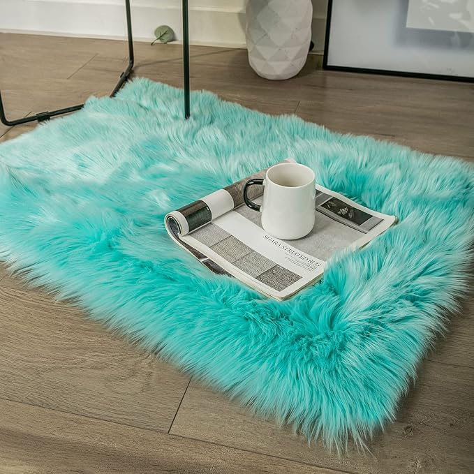 Ashler faux fur rug, Fluffy Shaggy Area Rug Ultra Soft 2 x 2.9 Feet Rectangle by AshlerHomeDeco