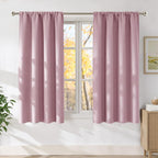NICETOWN Pink Faux Linen Room Darkening Rod Pocket Curtains 63 inch Length by NICETOWN