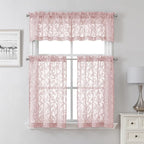 Lecloud Leia Jacquard Textured Blush Sheer Kitchen Curtains 36 Inch Length 2 - Image 7