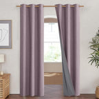 NICETOWN Chaise Mauve Vintage Linen 100% Blackout Curtains - Image 2