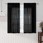 Nanspring Black Linen Sheer Curtains 54 Inch Length 2 Panel Set Back Tab Pocket by Nanspring