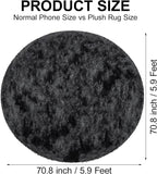6x6 ft Tie Dye Black Round Rug for Bedroom Room Fluffy Circle Rug Furry Carpet - Image 2