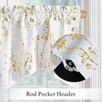 NICETOWN White Blackout Floral Kitchen Valances - Image 3