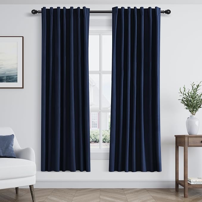 Guken Navy Blue 100% Blackout Curtains 72 Inch Length 2 Panels Set by Guken