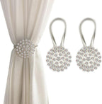 Magnetic Tiebacks for Curtains, 2 Pack Sparkling Crystal Flower Curtain by FOZUBOYO