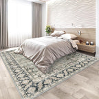 7X9 Area Rugs - 7X9 Washable Area Rug Indoor Vintage Rug Print Rug Low-Pile - Image 2