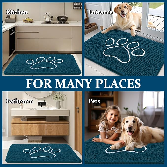 OLANLY Dog Door Mat for Muddy Paws 24x16, Paw Print Design, Absorbs Moisture - Image 8