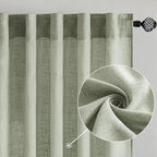 MIULEE Sage Linen Curtains 84 Inch Length 2 Panels - Image 2
