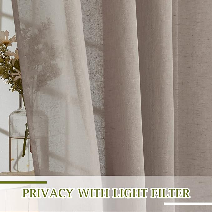 NICETOWN Linen Burlap Curtains Semi Sheer - Image 5