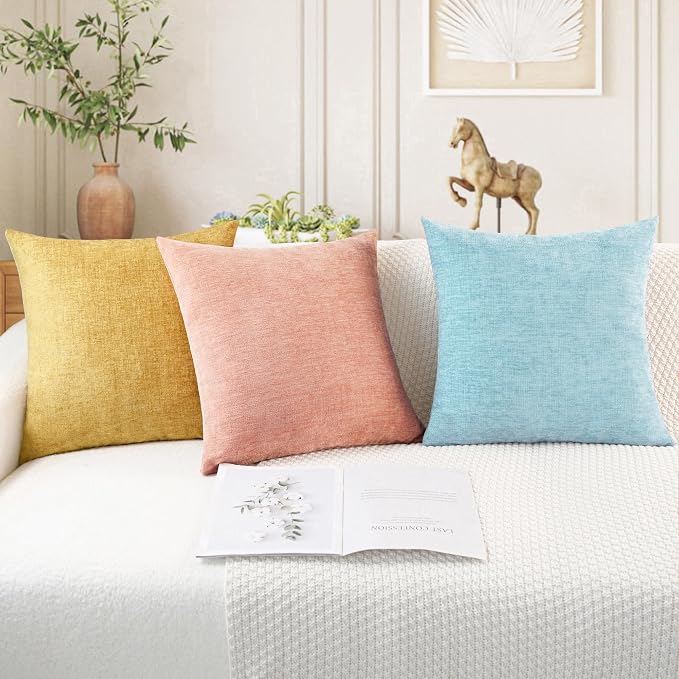 CaliTime Throw Pillow Covers Decorative 24 X 24 Inches Pack of 2 Cozy Chenille - Image 5