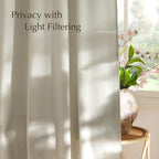 NICETOWN Bone White Linen Sheer Bedroom Curtains, Grommet Thick Flax Semi Sheer - Image 3