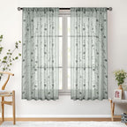 HOMEIDEAS Sage Green Sheer Curtains 63 Inches Length 2 Panels Embroidered - Image 7
