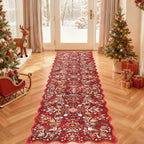 Yamaziot Christmas Runner Rug 2x8 – Red Floral Washable Non-Slip Carpet Runner - Image 9