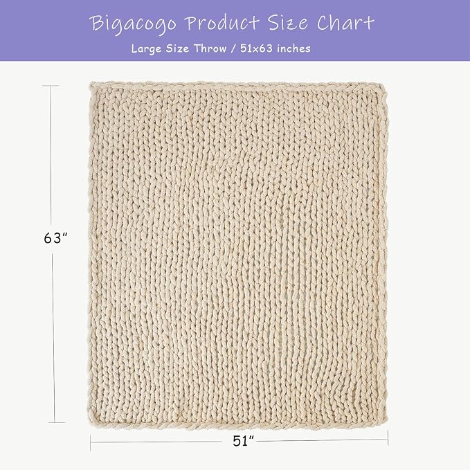 Bigacogo Chunky Knit Throw Blanket - Image 2