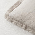 MIULEE Decorative Throw Pillow Covers Neutral Linen Fringe Throw Pillows Set of - Image 3