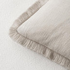 MIULEE Decorative Lumbar Throw Pillow Covers Neutral Linen Fringe Throw Pillows - Image 3