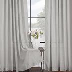 Linen Blend Grey Curtains for Living Room Back Tab Modern Farmhouse Semi Sheer - Image 3