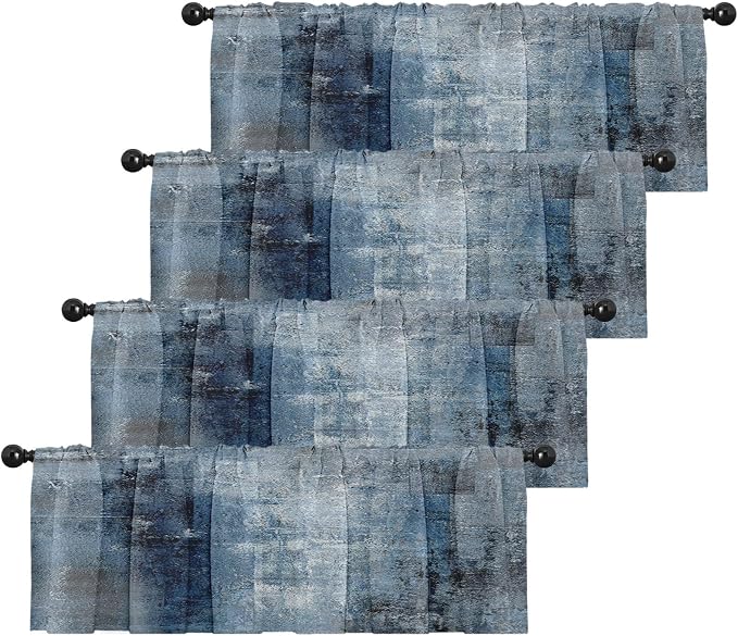 Emvency 4 Pack Valances Window Treatments, 52x12 Inch Rod Pocket Valances by Emvency
