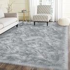 Latepis 5x8 Gray Area Faux Fur Rug - Image 7