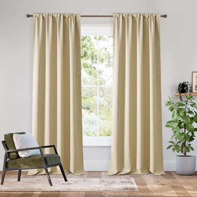 RYB HOME Bedroom Blackout Curtains 84 inches Long, 100% Blackout Thermal by RYBHOME