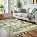 Lansny Modern Abstract 4x6 Living Room Washable Rug Non-Slip Soft Bedroom Area - Image 2