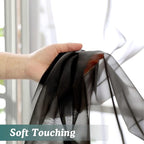 Chyhomenyc Black Sheer Curtain 72 Inches Length 2 Panels, Voile Rod Pockets - Image 7