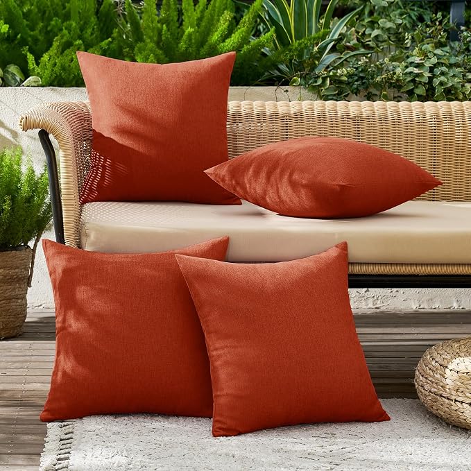 MIULEE Pack of 4 Decorative Burnt Orange Throw Pillow Covers Linen Waterproof - Image 2