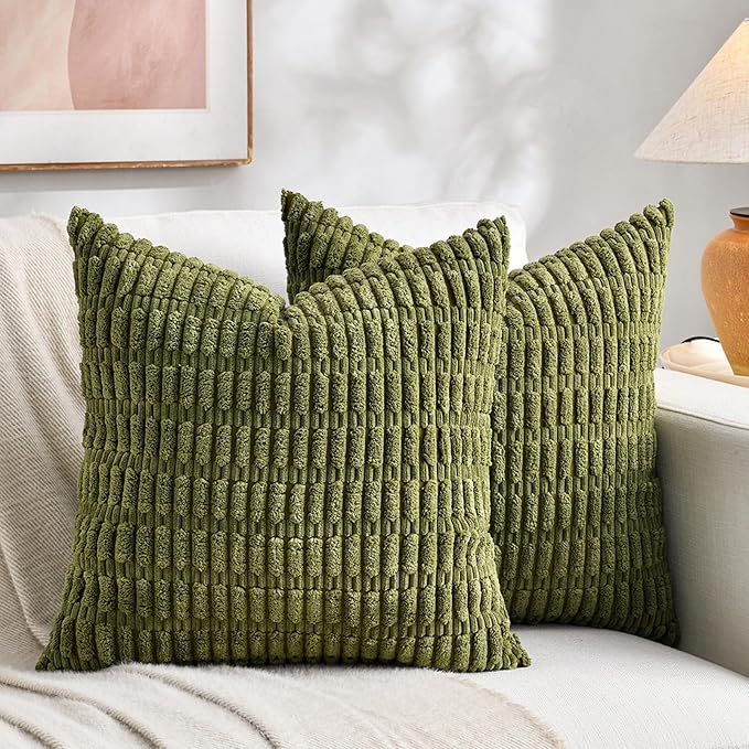 Fancy Homi 4 Packs Boho Moss Green Decorative Throw Pillow Covers 22x22 Inch - Image 6
