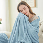 BEDELITE Fleece Blanket Washed Blue Throw Blankets - Image 2