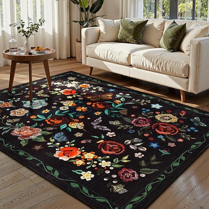 Rugflix 5x7 Washable Area Rug for Living Room, Soft Non Slip Low Pile Carpet by RugflixAreaRugs