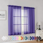 Simplebrand Purple Short Sheer Curtains 45 Inch Length by Simplebrand