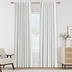 Guken White 100% Blackout Linen Curtains 80 Inch Length 2 Panels Set by Guken