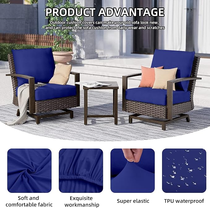 14Pcs Outdoor Cushion Covers, Patio Cushion Covers, Stretch Elastic Slipcovers - Image 3